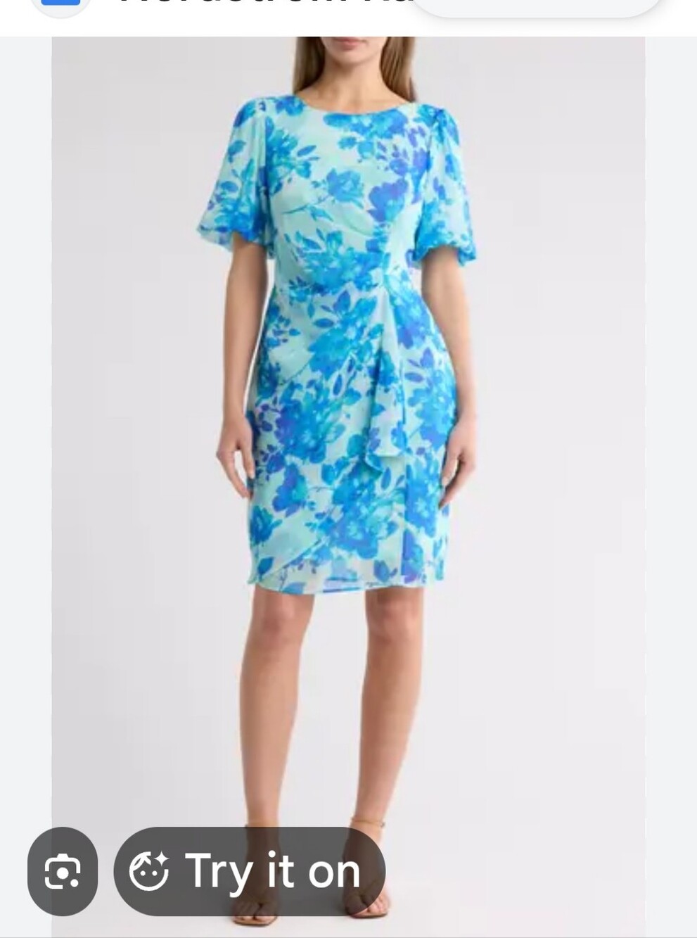 DKNY Watercolor Floral Draped Midi Dress- US 12